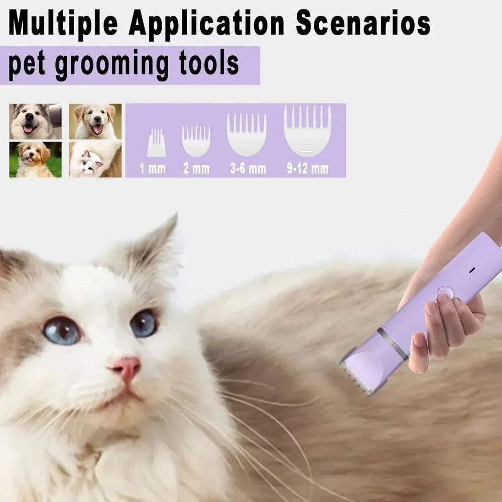 Pet Grooming Clippers Kit Electric Rechargeable Cordless Quiet Trimmer 4-in-1